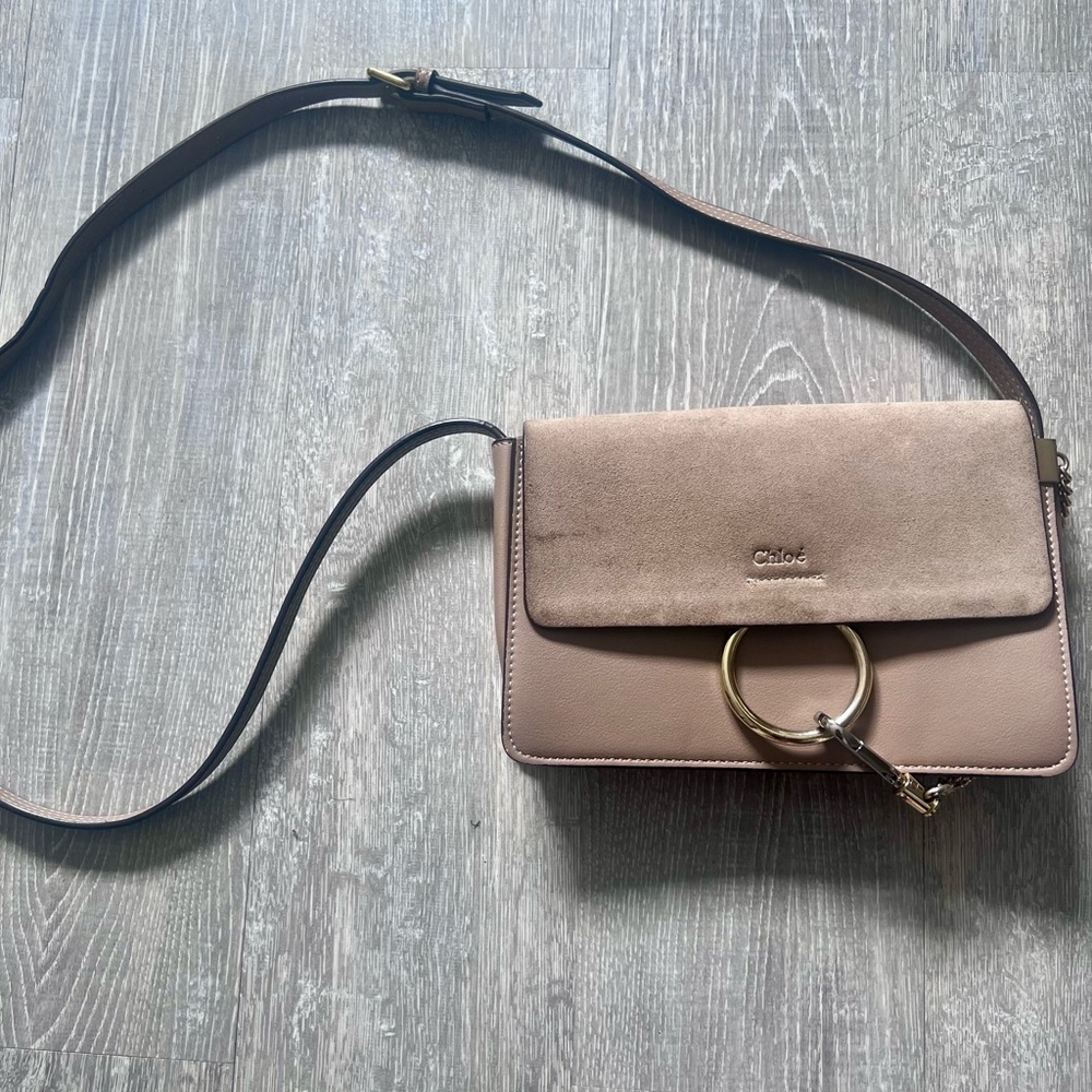 Chloe Faye Beige Leather Crossbody Bag
